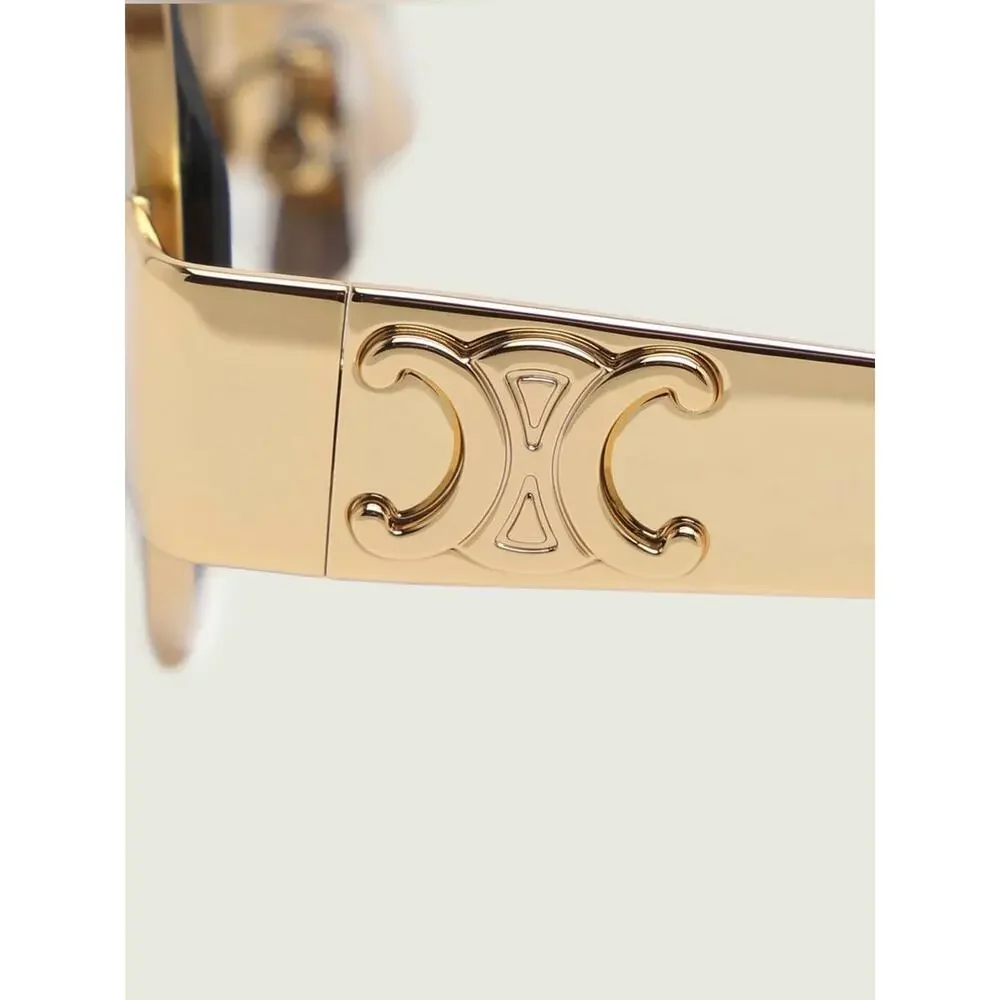 New Celine CL40254U 30N Sunglasses Gold Frame Geometric Shape Authentic